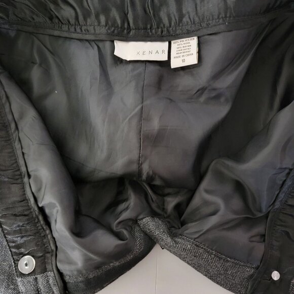 Kenar Womens Moto Style Dress Pants Zip Legs Sz 10 Zip Pockets Lined Grey Tweed - Picture 15 of 16